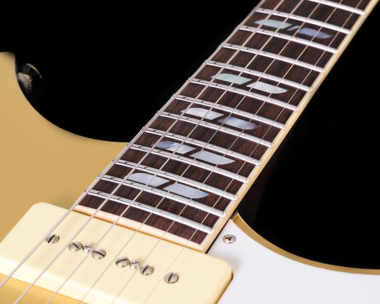 Fingerboard and inlay details on the Signature Revstar RS02CB