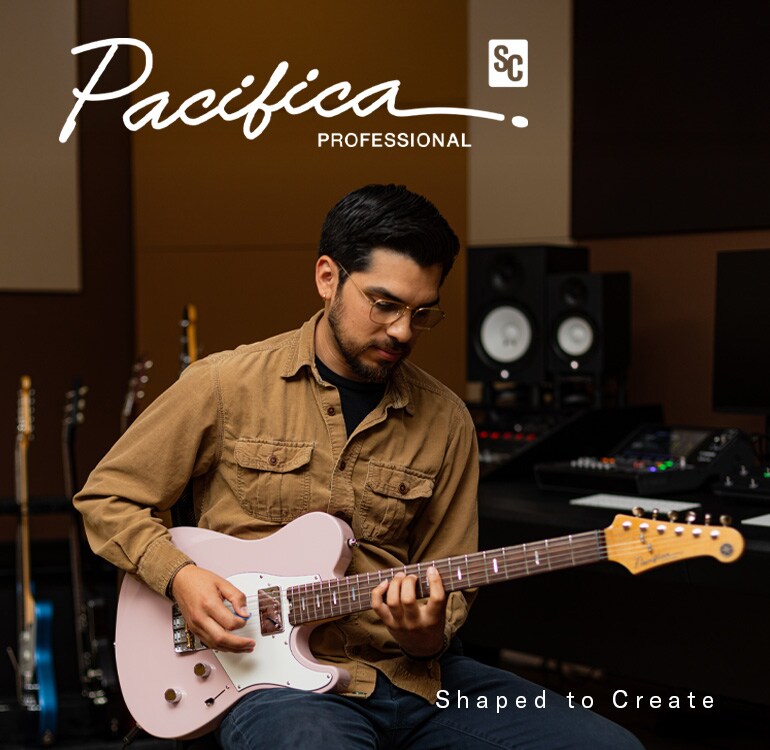 A man playing Pacifica SC Professional (PACP11S ASP) in a recording studio