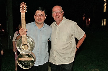 Maestro Chavez of the Recycled Orchestra of Paraguay (left) and Mr. Barg (Photo: imillerphoto.com)