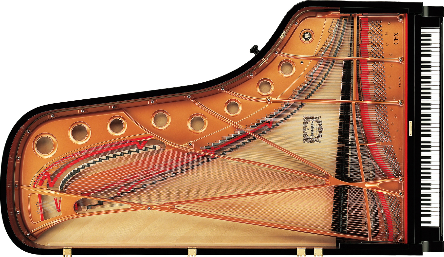 Internal parts of a grand piano