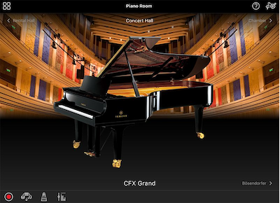 Change the type of piano and the performance space with ease