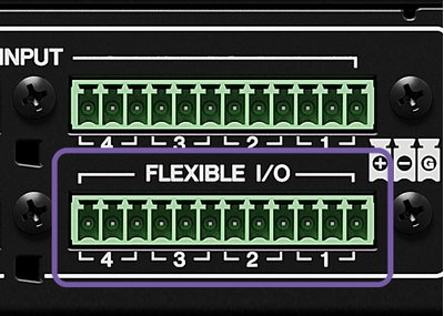 FLEXIBLE I/O จำนวน 4 ช่องสัญญาณ (Euroblock)