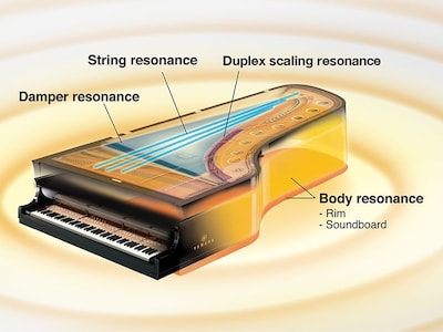 Schematic diagram explaining how Yamaha Virtual Resonance Modeling works