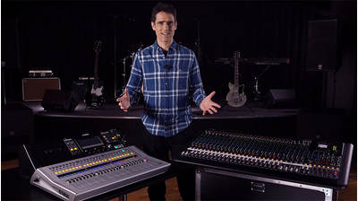 Featured course image for "How to Mix Live Music", showing a Yamaha specialist presenting Yamaha audio equipment.
